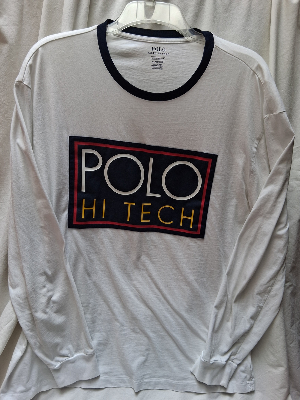 Polo by Ralph Lauren White T-Shirt with Navy Trim and Red Accent